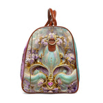 Floral PU leather Bag, Fleur Travel Bag, Faux Leather Luggage, Floral Duffle Bag