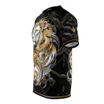 Royal Lion Black T-Shirt Unisex All Over Print Tee Baroque Lion Unisex T-Shirt  | D30001