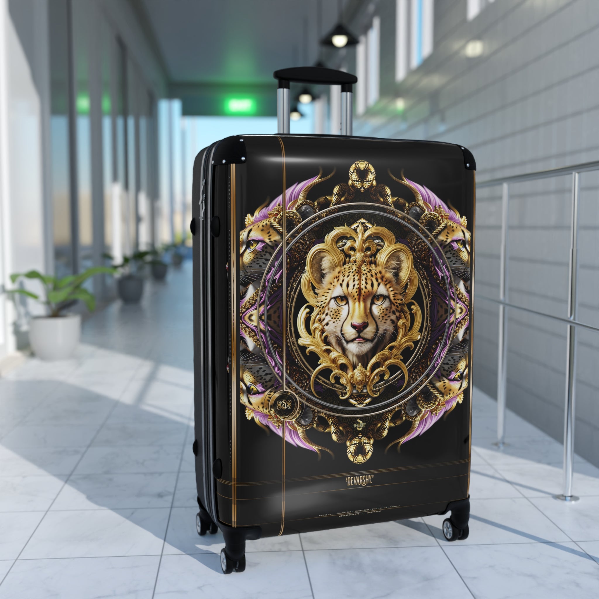 Prince Cheetah Suitcase Baroque Animal Print Luggage Carry-on Suitcase Premium Hard Shell Suitcase | 2239