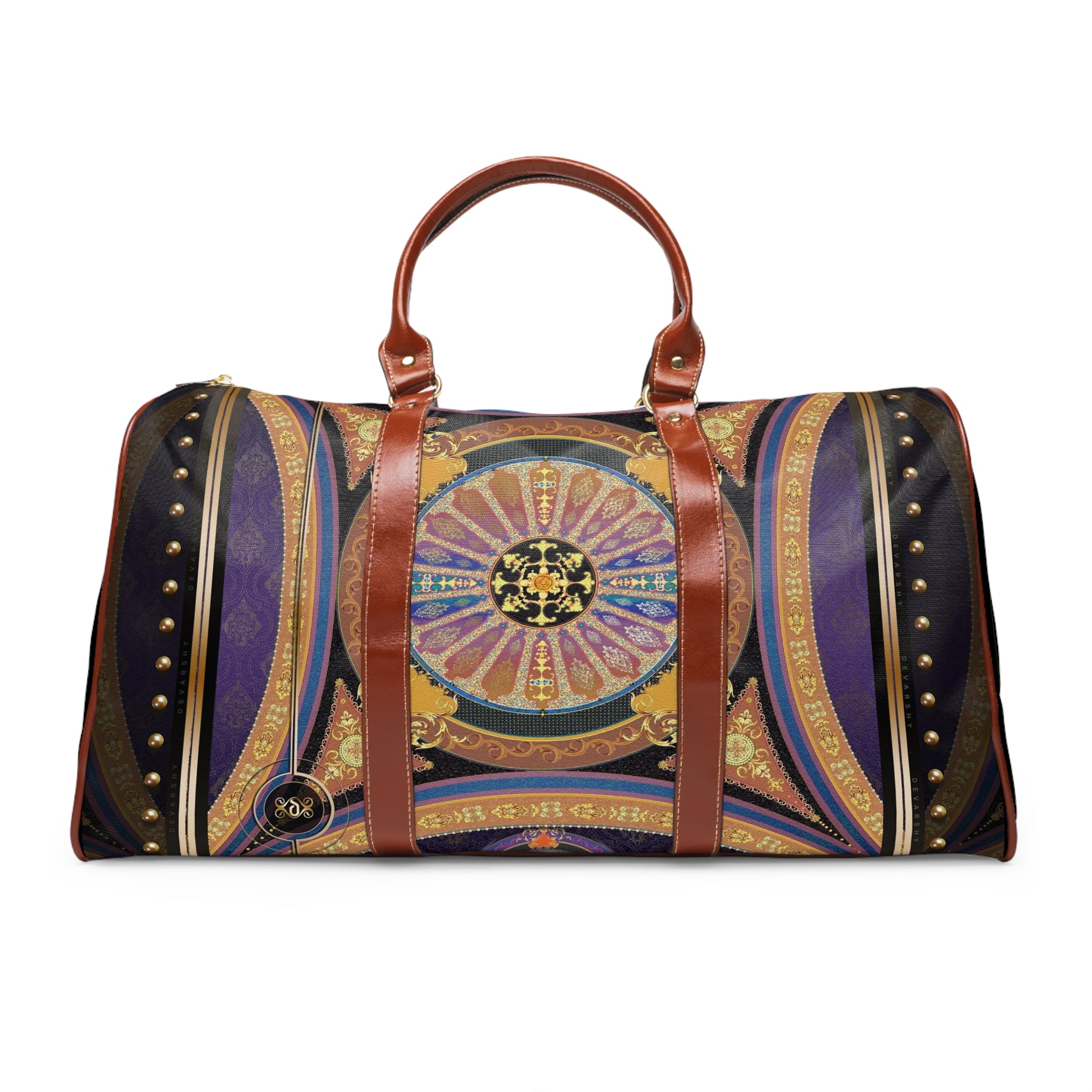 Golden Dome PU Leather Bag, Baroque Luggage, Purple Travel Bag, Faux Leather Luggage, Duffle Bag | 104921B