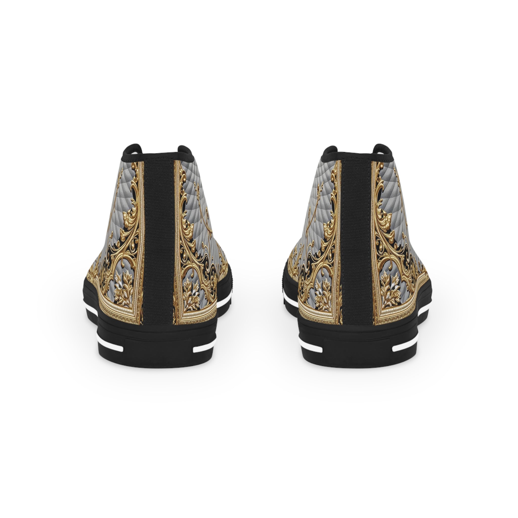 Gorgeous Baroque Shoes, Trendy High Top Sneakers, Unisex Canvas Shoes, Fashionable Sneakers, Baroque Canvas Shoes, Grey Sneakers | 104949