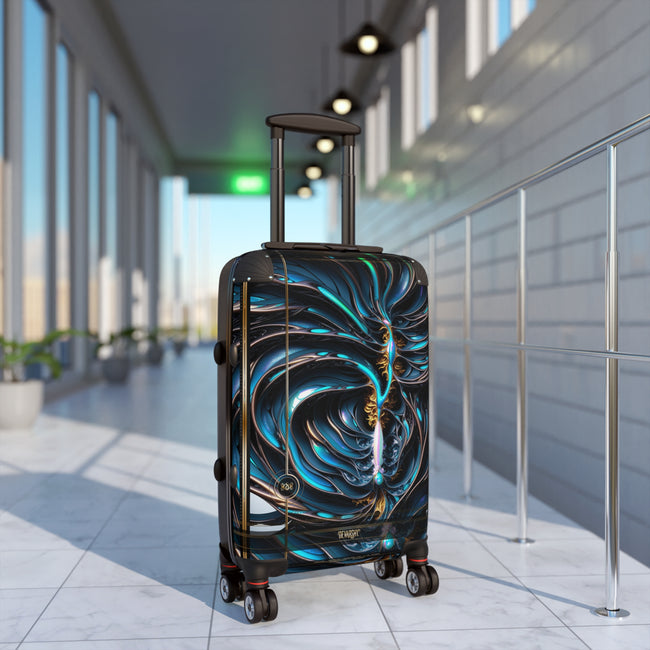 ABSTRACT Teal Suitcase Carry-on Suitcase Sci-fi Futuristic Luggage Hard Shell Travel Suitcase in 3 Sizes | D20177