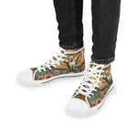 Owl Floral Print Shoes, Unisex High Top Sneakers, Trendy Canvas Shoes, Owl Florals Sneakers, Unisex Shoes | X3496