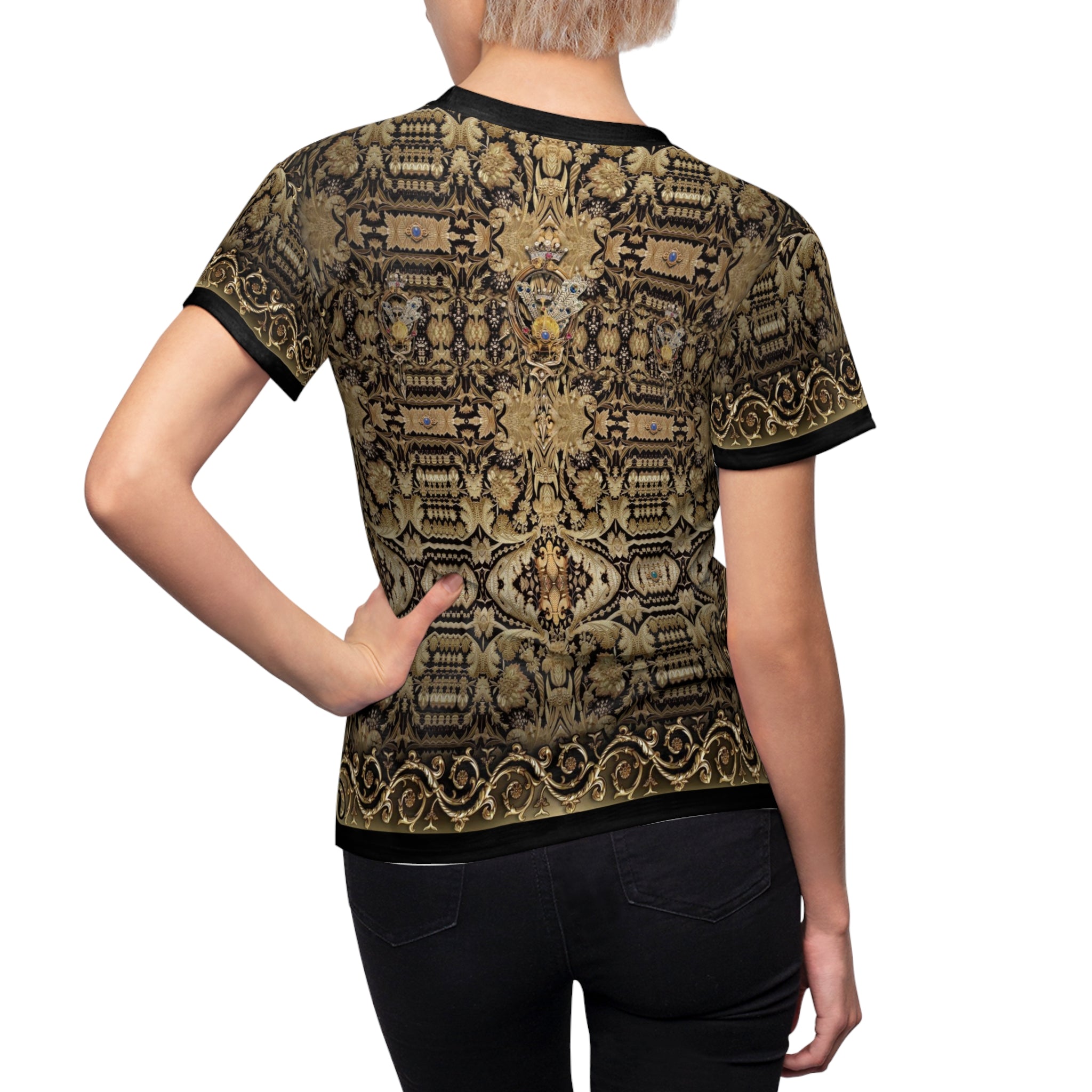 Gold Embroidery T-Shirt Unisex Tee Zardouzi T-Shirt Decorative Gold Print Tee Unisex Shirt | D20059