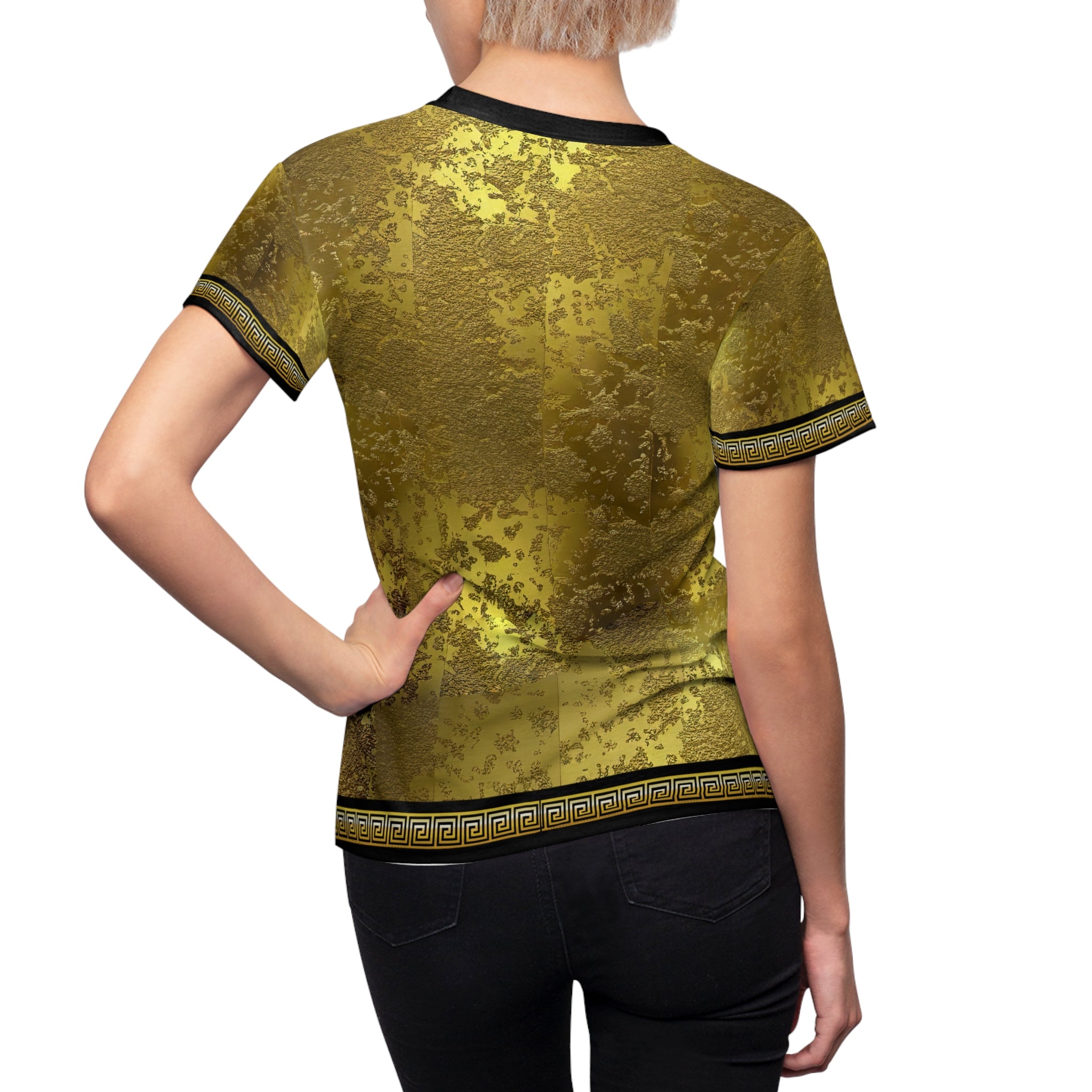Yellow Gold T-Shirt Unisex Tee All Over Print T-Shirt Unisex Greek key T-Shirt | X3349A