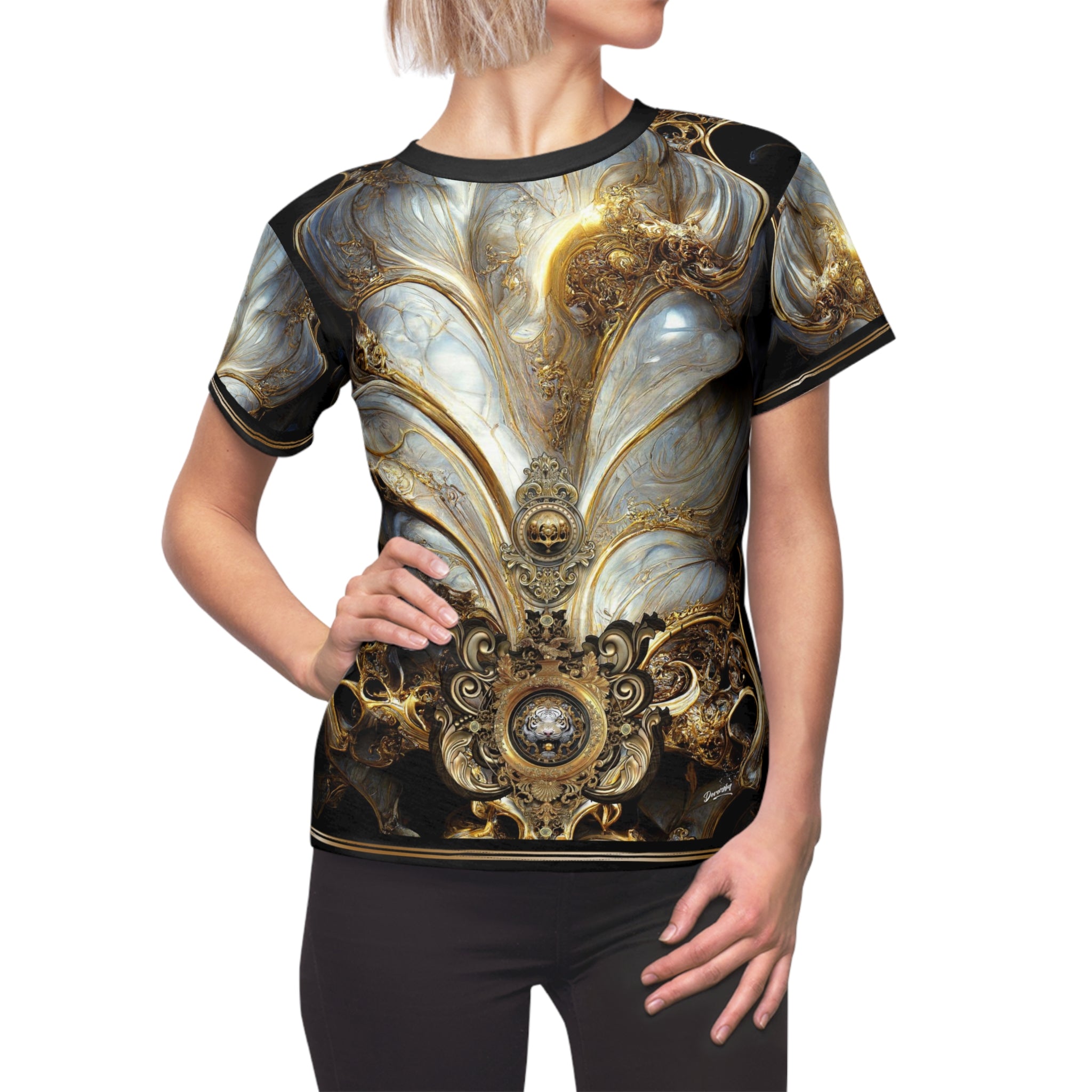 Majestique Baroque T-Shirt Unisex All Over Print Tee Golden Decorative T-Shirt | D20120