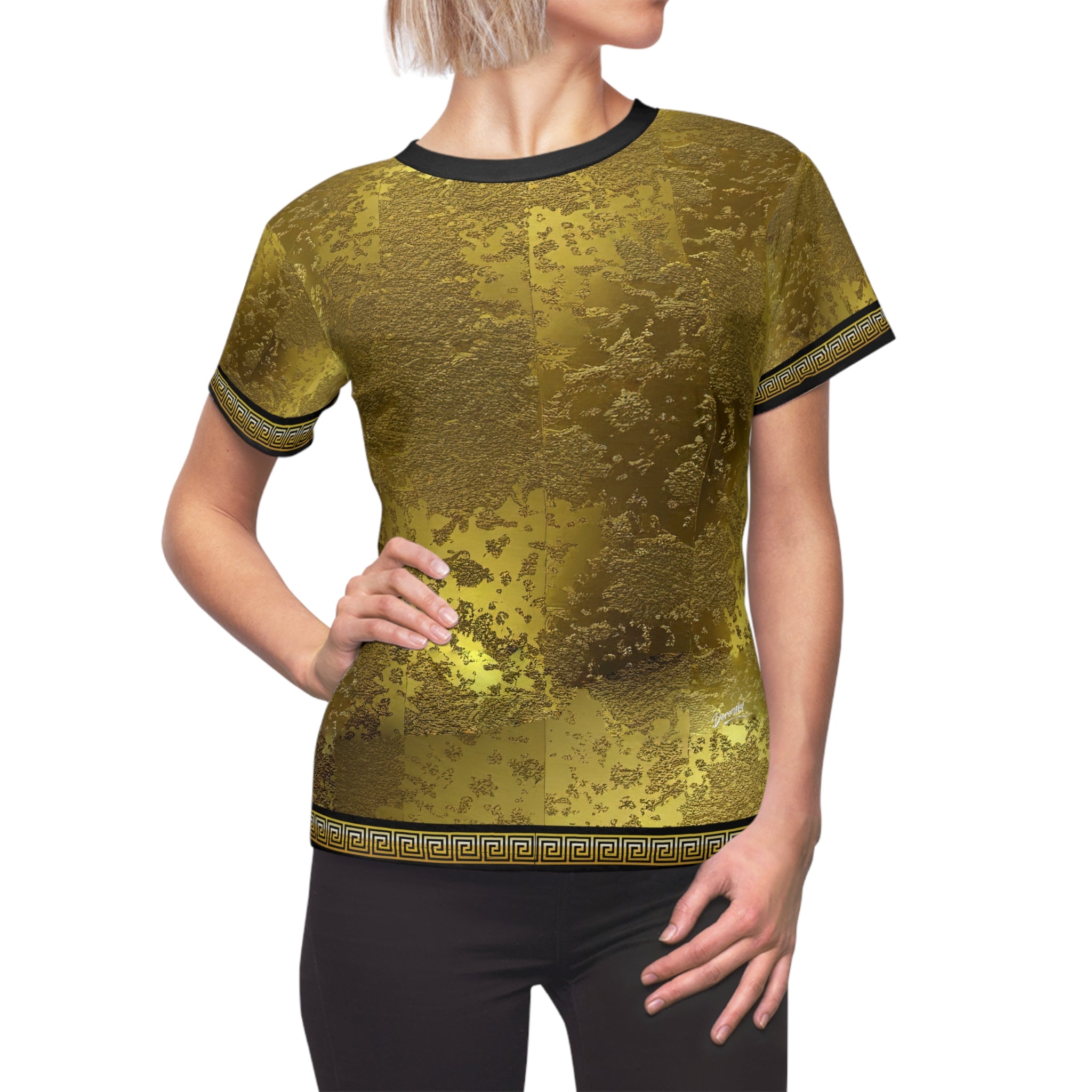 Yellow Gold T-Shirt Unisex Tee All Over Print T-Shirt Unisex Greek key T-Shirt | X3349A