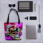 Violet Floral Print Bag, Spring Vibes Tote Bag, Floral Print Hand Bag, Fuchsia Canvas Handbag | FSN03