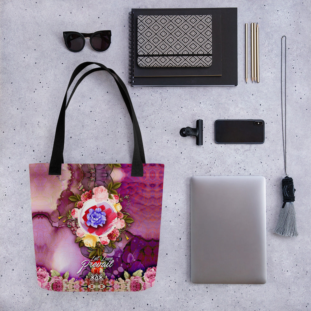 Pink Floral Tote Bag, Sustainable Canvas Bag, Floral Print Tote Bag, Shopping Handbag | LLP02