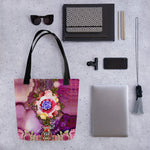 Pink Floral Tote Bag, Sustainable Canvas Bag, Floral Print Tote Bag, Shopping Handbag | LLP02