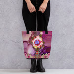 Pink Floral Tote Bag, Sustainable Canvas Bag, Floral Print Tote Bag, Shopping Handbag | LLP02
