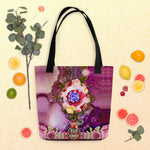 Pink Floral Tote Bag, Sustainable Canvas Bag, Floral Print Tote Bag, Shopping Handbag | LLP02