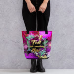 Violet Floral Print Bag, Spring Vibes Tote Bag, Floral Print Hand Bag, Fuchsia Canvas Handbag | FSN03