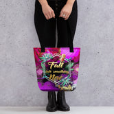 Violet Floral Print Bag, Spring Vibes Tote Bag, Floral Print Hand Bag, Fuchsia Canvas Handbag | FSN03