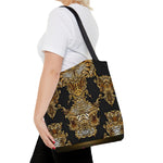 Animal Print Tote Bag Tiger Print Handbag Canvas Tote Bag Black Handbag in 3 Sizes | 0009B