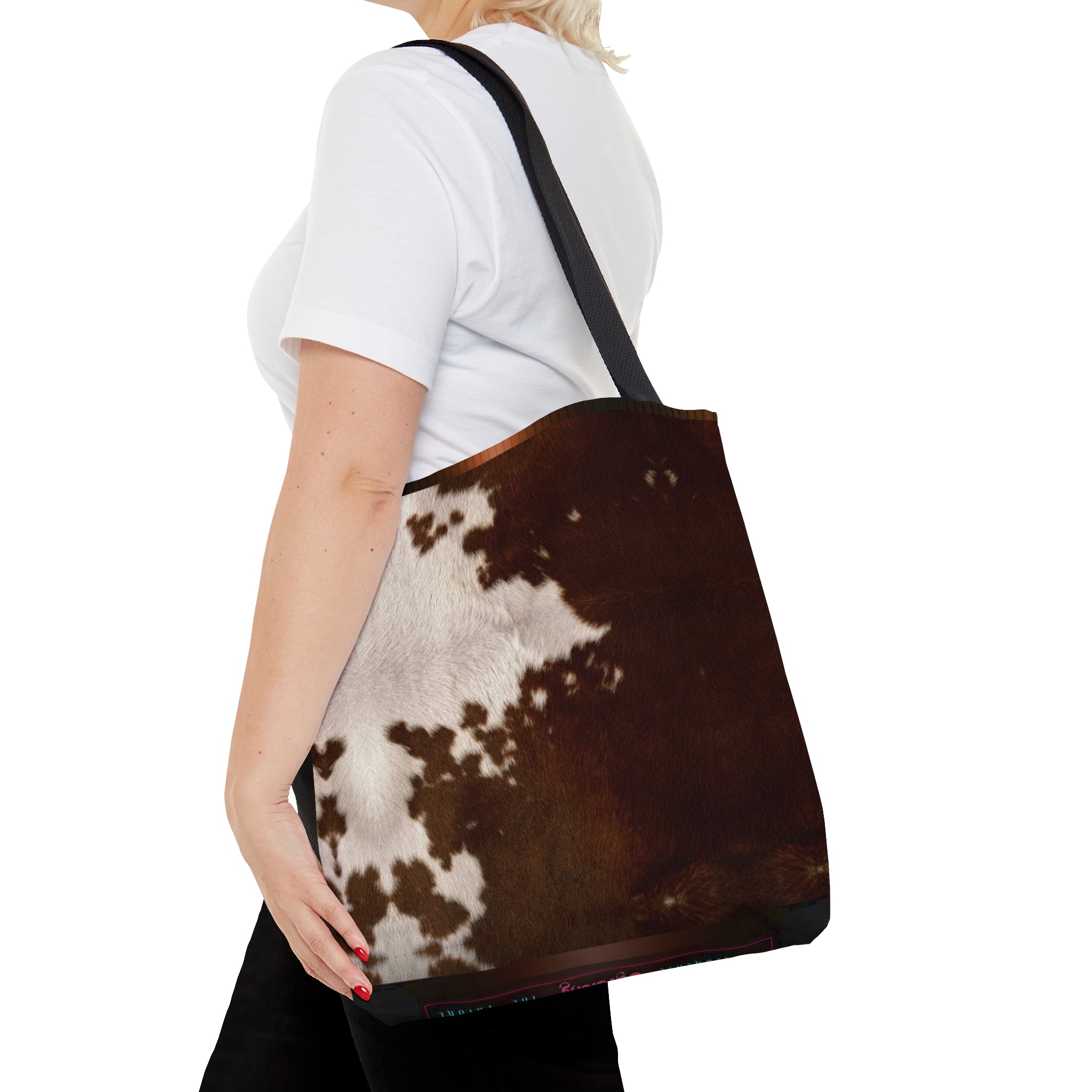 Cow Print Tote Bag Canvas Handbag Cow Skin Bag Cowhide Tote Bag in 3 Sizes  | 11000