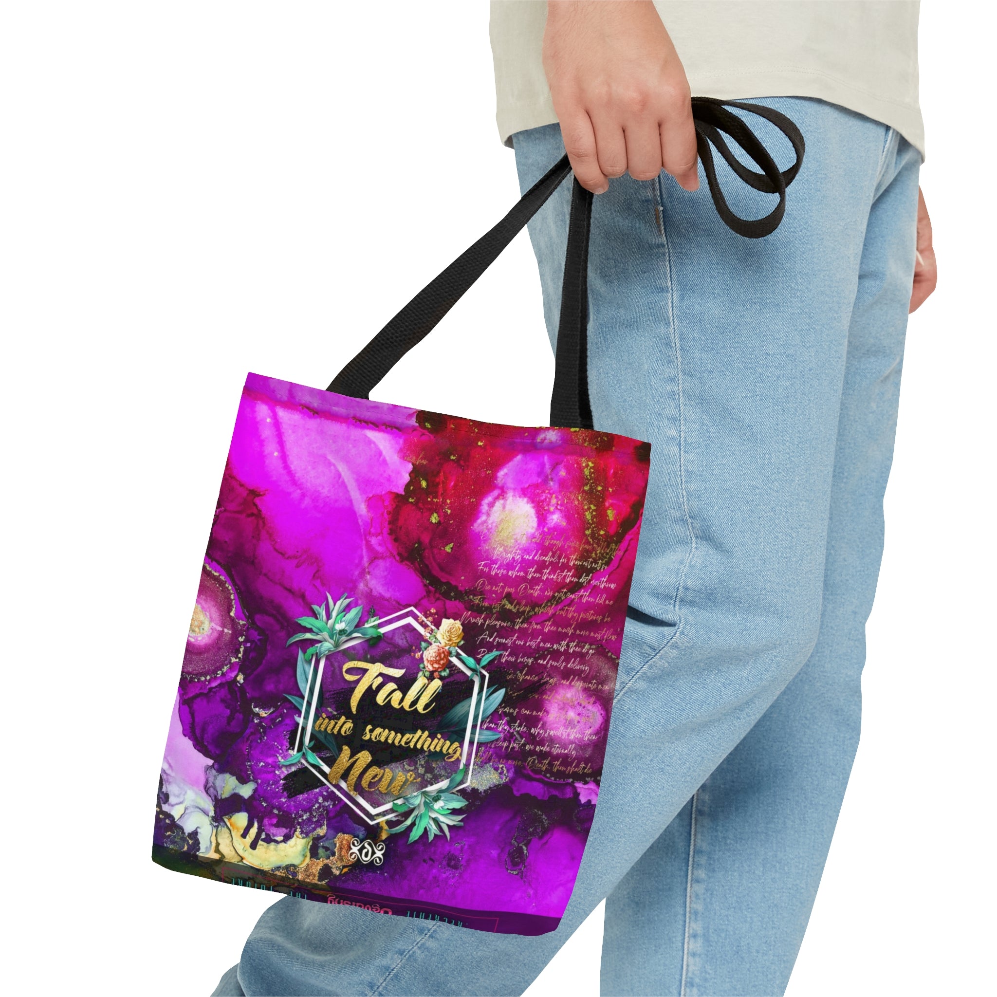Violet Floral Print Bag, Spring Vibes Tote Bag, Floral Print Hand Bag, Fuchsia Canvas Handbag | FSN03