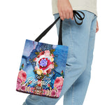Floral Lovers Tote Bag, Canvas Hand Bag, Blue Floral Handbag, Blue Tote Bag | LLP01