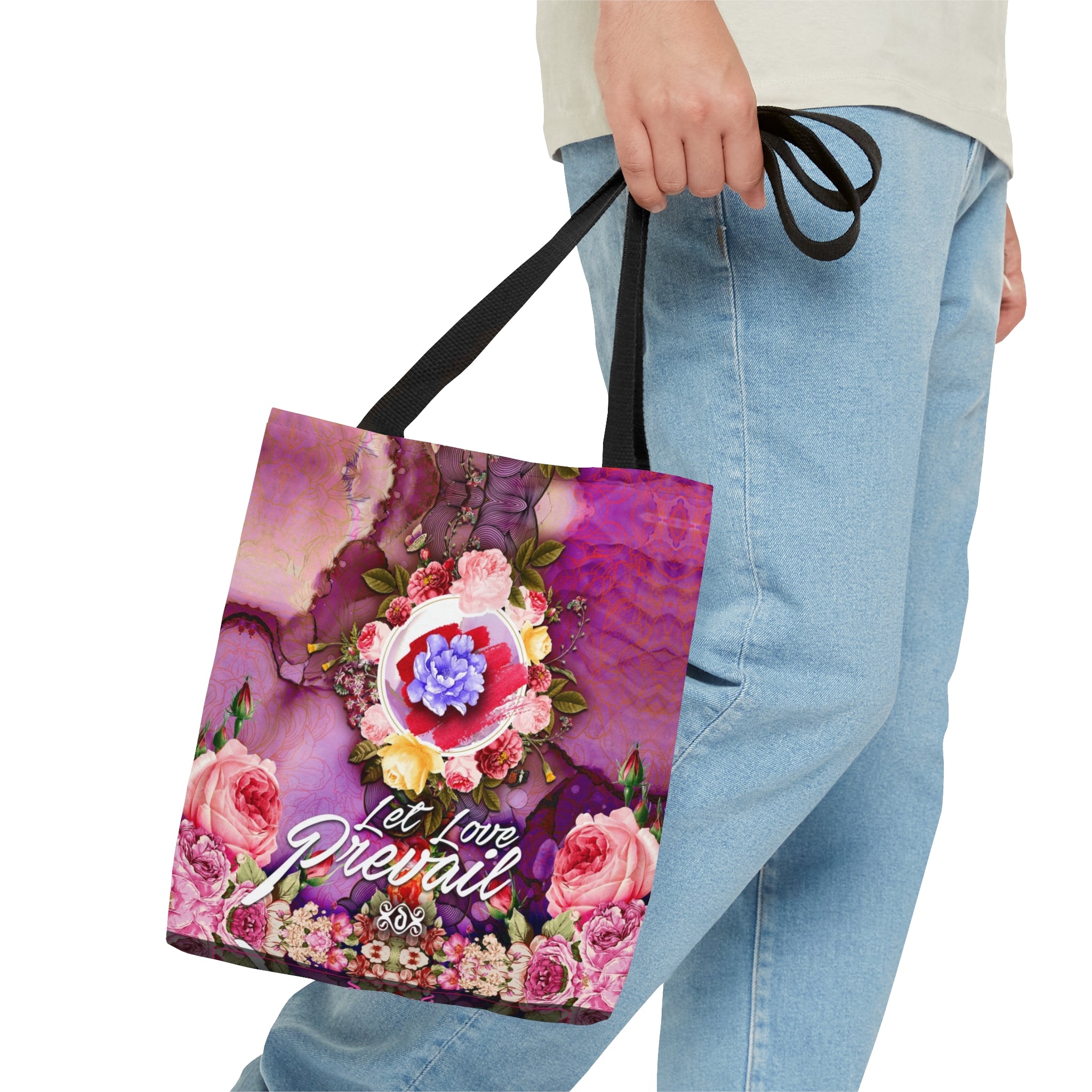 Pink Floral Tote Bag, Sustainable Canvas Bag, Floral Print Tote Bag, Shopping Handbag | LLP02
