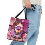 Pink Floral Tote Bag, Sustainable Canvas Bag, Floral Print Tote Bag, Shopping Handbag | LLP02