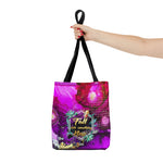 Violet Floral Print Bag, Spring Vibes Tote Bag, Floral Print Hand Bag, Fuchsia Canvas Handbag | FSN03