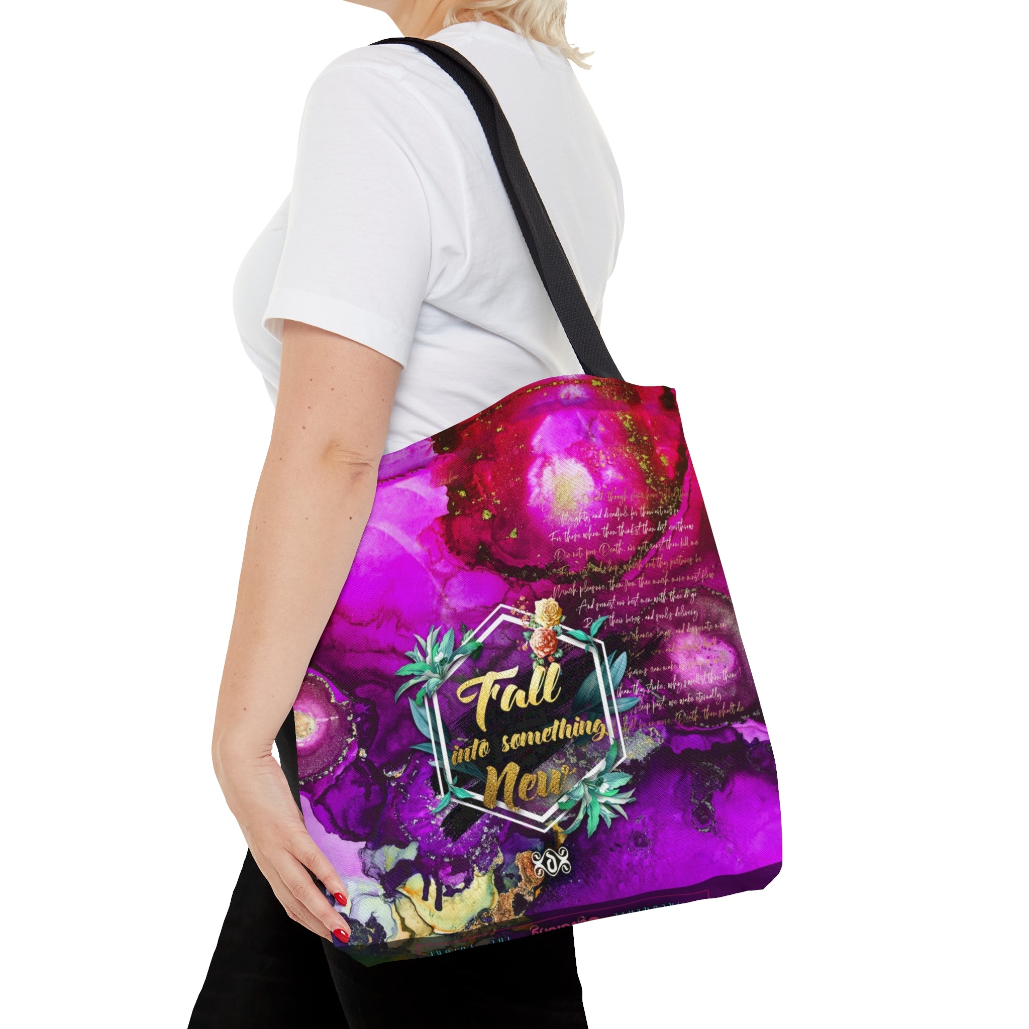 Violet Floral Print Bag, Spring Vibes Tote Bag, Floral Print Hand Bag, Fuchsia Canvas Handbag | FSN03