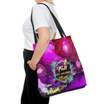 Violet Floral Print Bag, Spring Vibes Tote Bag, Floral Print Hand Bag, Fuchsia Canvas Handbag | FSN03
