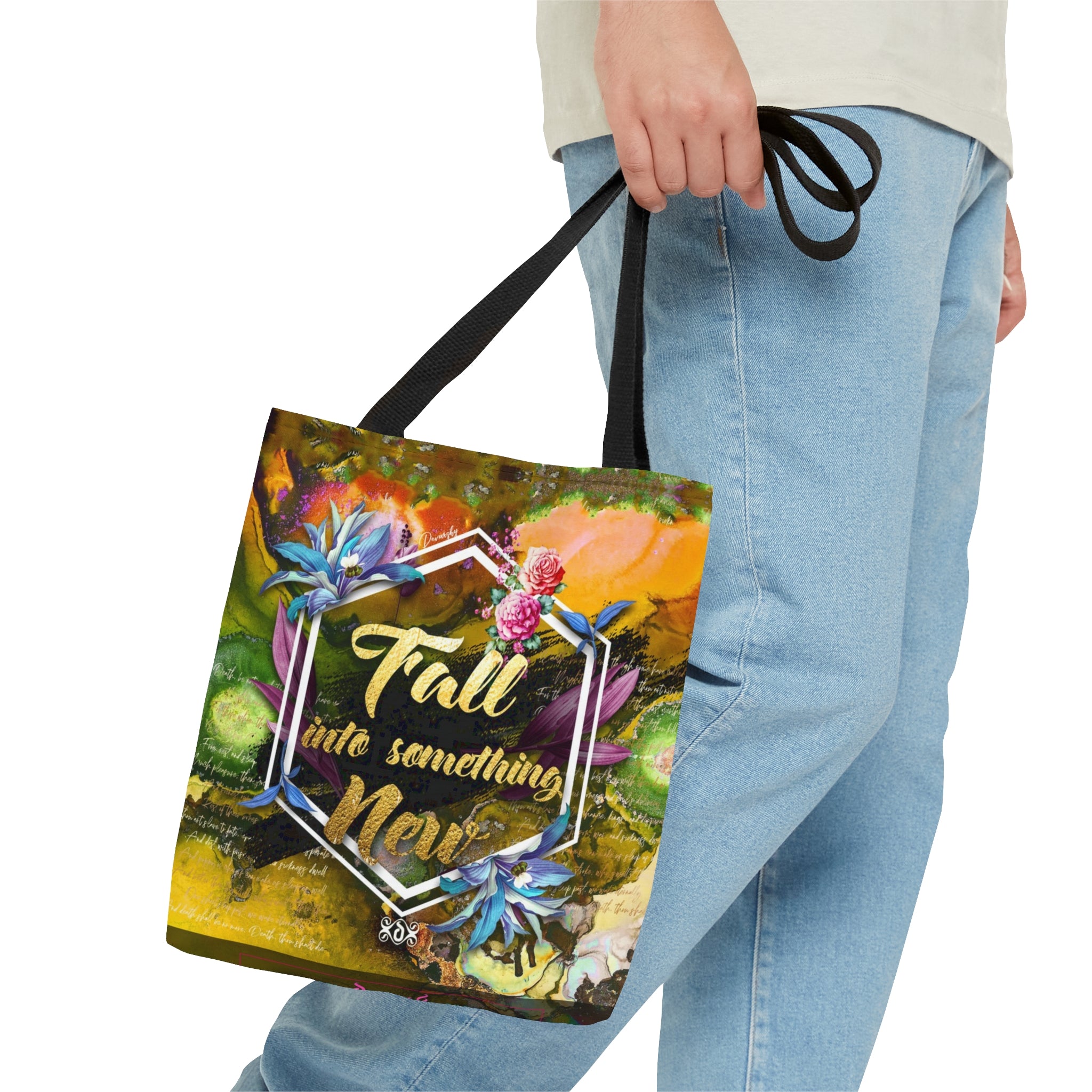 Eye-Catching Floral Tote Bag, Shopper's Handbag, Canvas Tote Bag, Yellow Florals Bag | FSN02