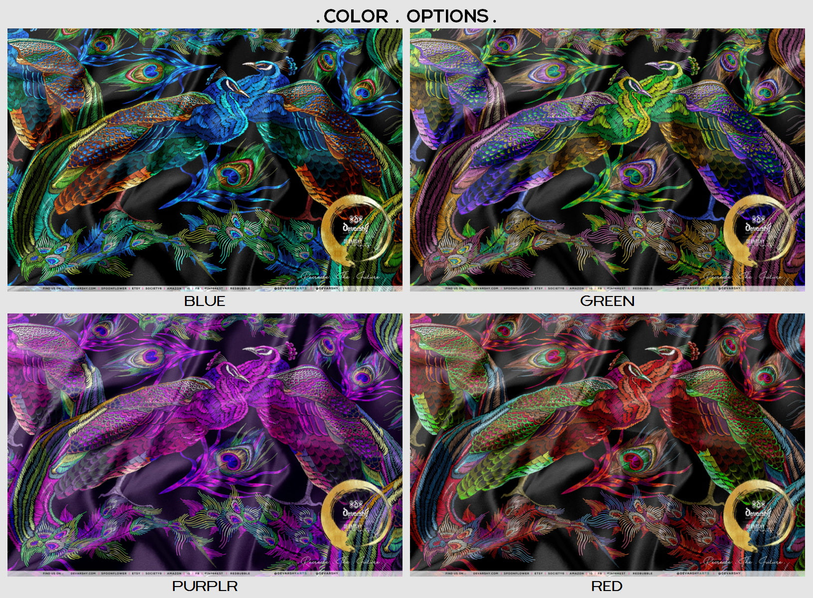 PEACOCK Print Upholstery Fabric 3meters 4 Colors & 12 Furnishing Fabrics Peacock Fabric By the Yard | D20029