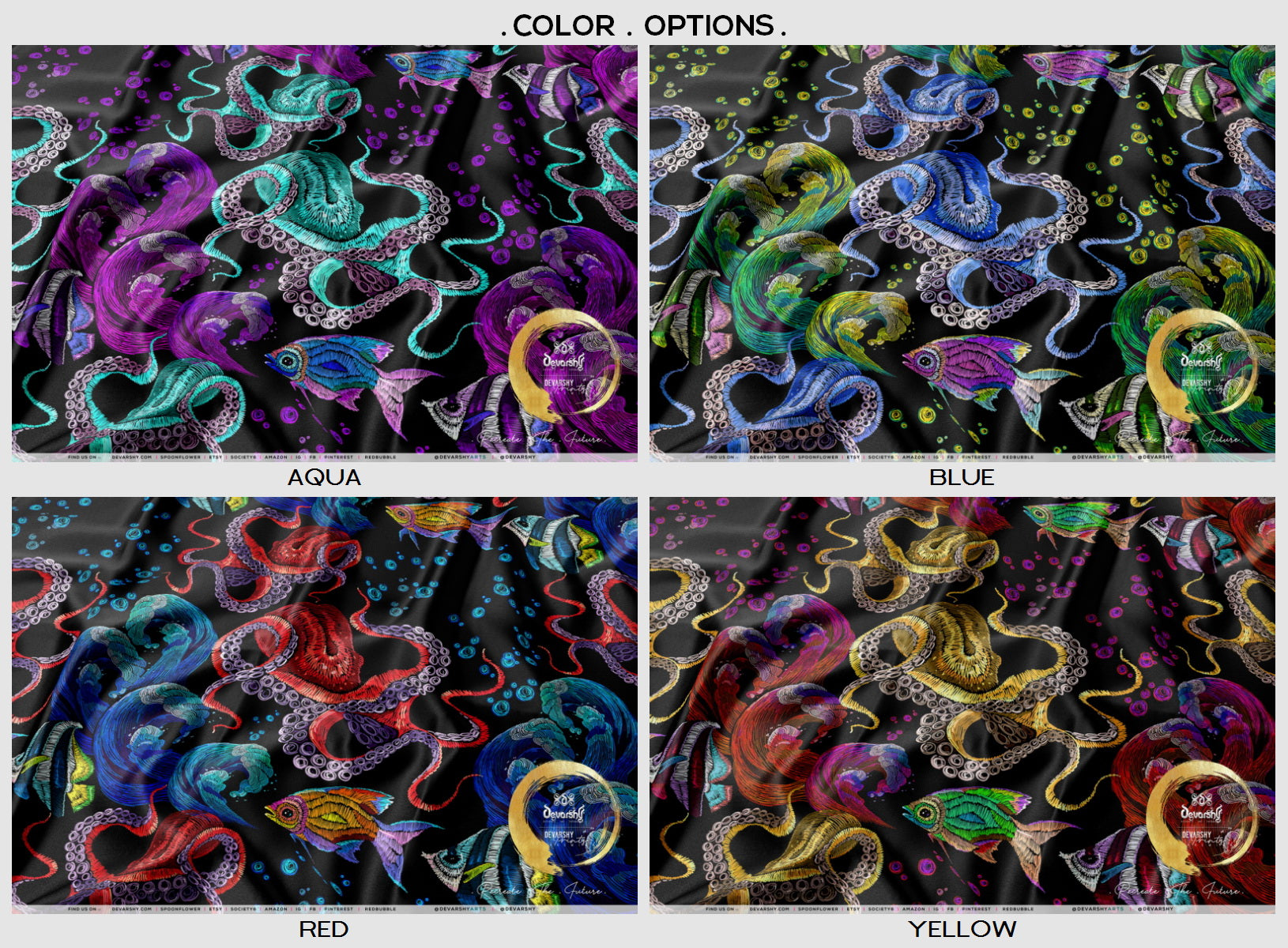 OCTOPUS Upholstery Fabric 3meters 4 Colors & 12 Furnishing Fabrics Underwater Fabric By the Yard | D20025