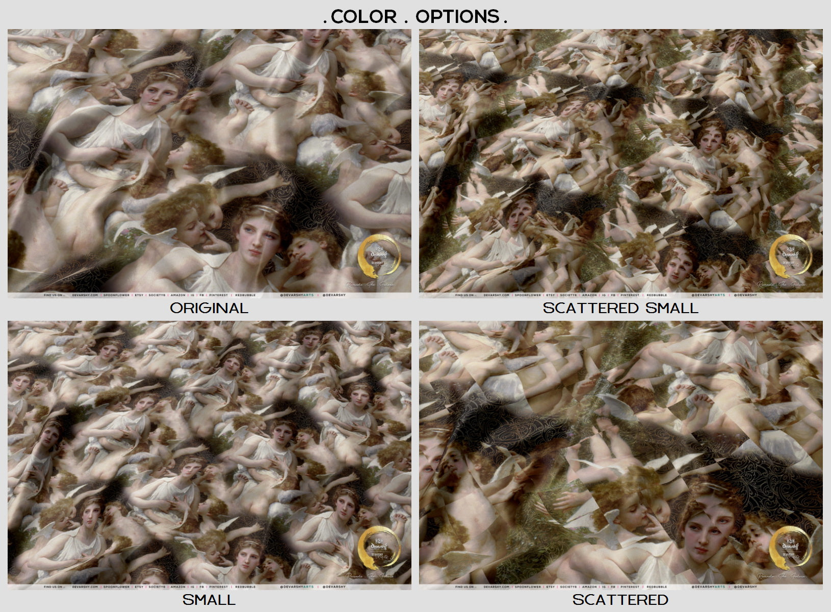 Bouguereau Lassaut Upholstery Fabric 3meters 4 Designs & 12 Fabric Options Classical Art Fabric by the Yard | D20053