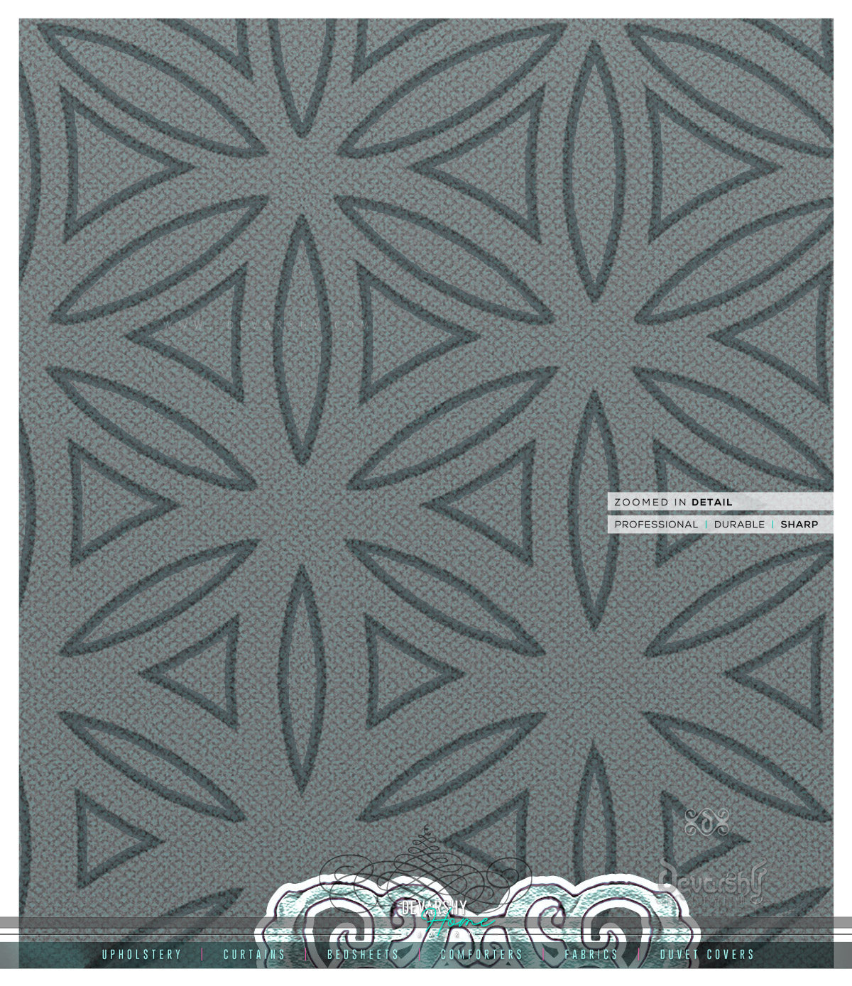 Decorative Floral Grey PREMIUM Curtain Panel, Made to Order on 12 Fabric Options - 10001A
