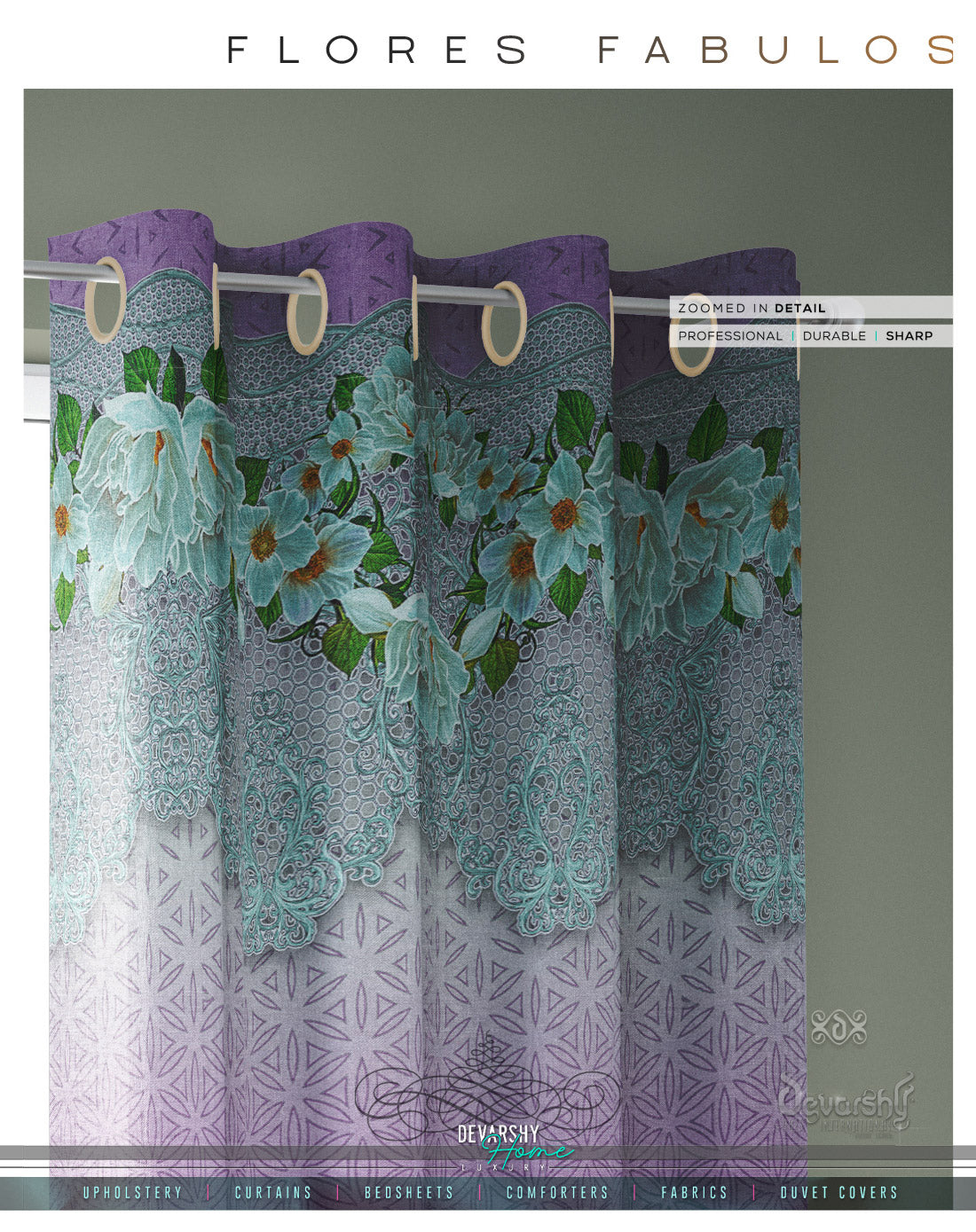 Decorative Floral Pink PREMIUM Curtain Panel. Made to Order on 12 Fabric Options - 10001B