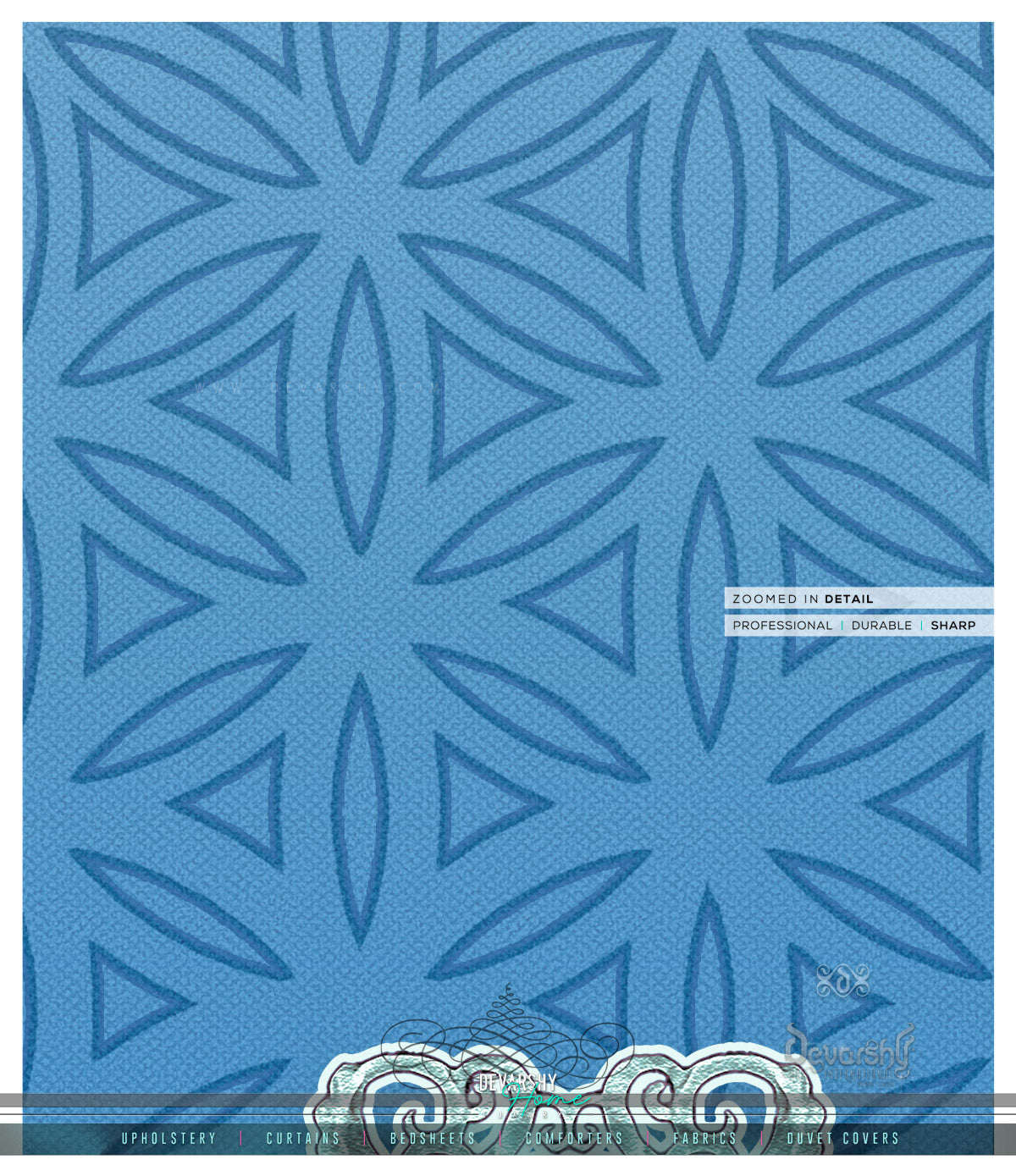 Decorative Florals Blue PREMIUM Curtain Panel, Made to Order on 12 Fabric Options - 10001E