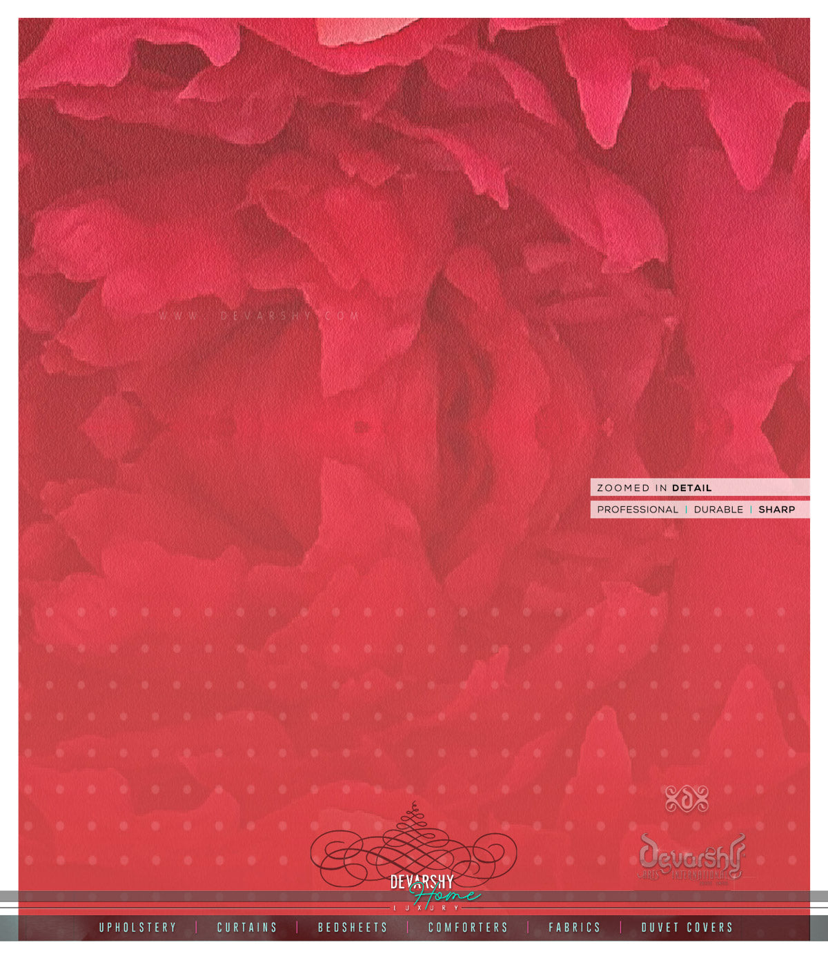 Red Florals Pattern PREMIUM Curtain Panel. Available on 12 Fabrics. Made to Order. 10002A