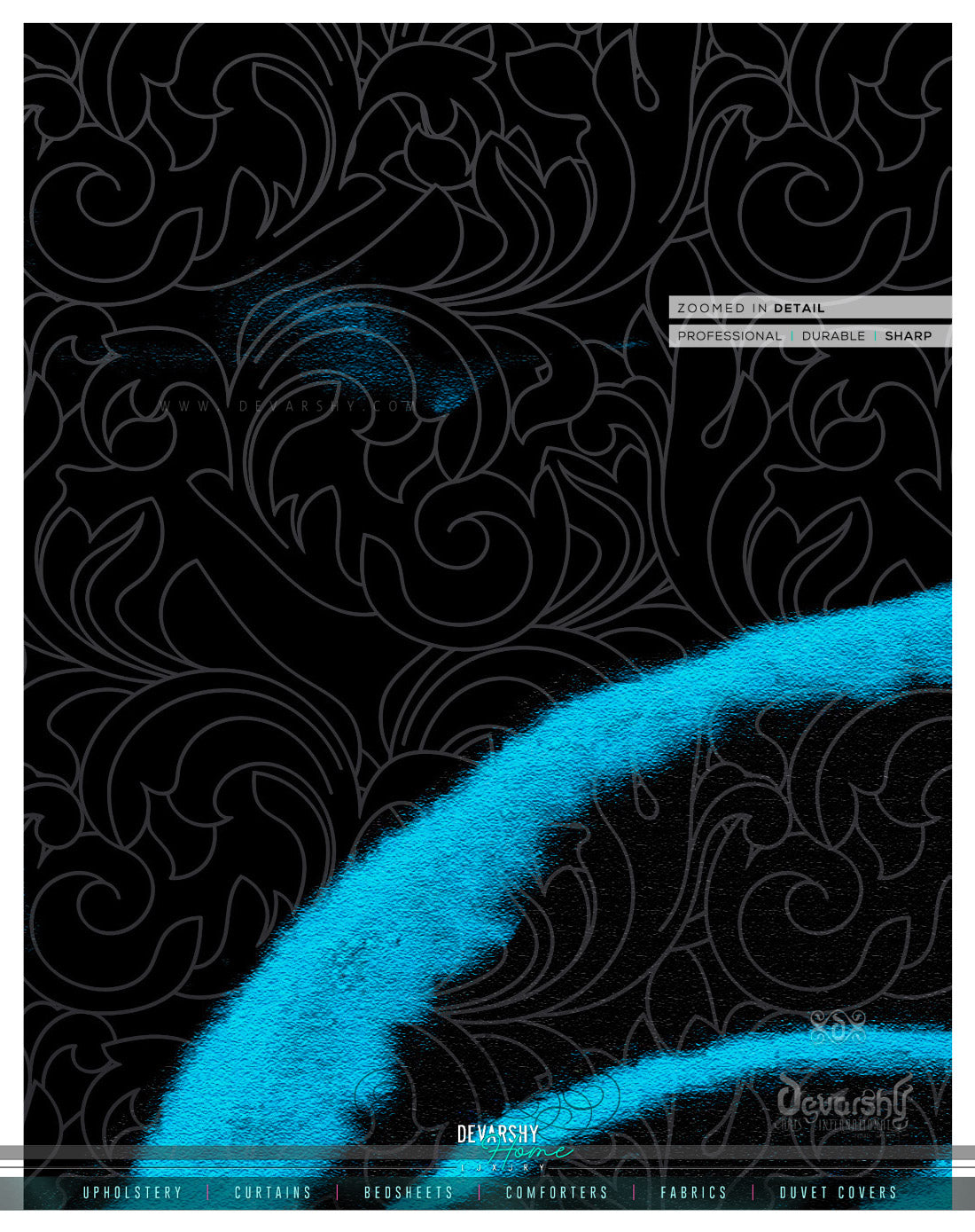 Turquoise Floral Print PREMIUM Curtain Panel. Available on 12 Fabrics. Made to Order. 10003B