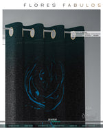 Turquoise Floral Print PREMIUM Curtain Panel. Available on 12 Fabrics. Made to Order. 10003B