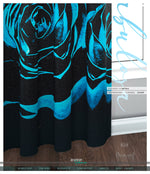 Turquoise Floral Print PREMIUM Curtain Panel. Available on 12 Fabrics. Made to Order. 10003B