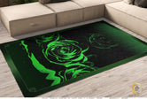 Green Rose Area Rug, Available in 3 sizes |10003E