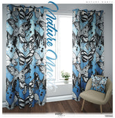 Painted Butterflies Blue PREMIUM Curtain. Available on 12 Fabrics. Made to Order. 10006E