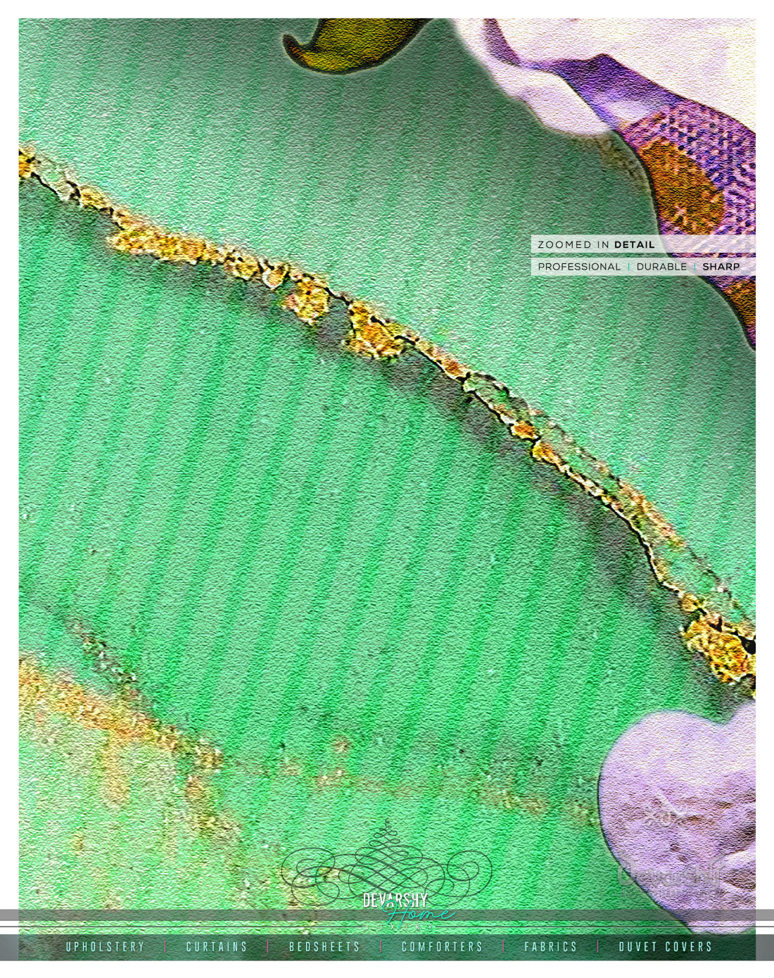 Green Abstract Floral PREMIUM Curtain Panel. Available on 12 Fabrics. Made to Order. 10008A