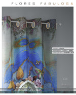 Abstract Blue Floral PREMIUM Curtain Panel. Available on 12 Fabrics. Made to Order. 10008C