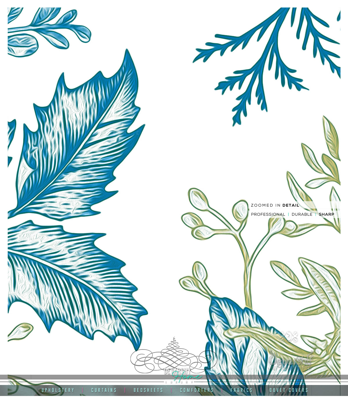 Mistletoes Aqua Florals PREMIUM Curtain Panel. Available on 12 Fabrics. Made to Order. 10009E