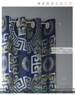 ROCOCO Royal Blue PREMIUM Curtain Panel. Available on 12 Fabrics. Made To Order. 10012