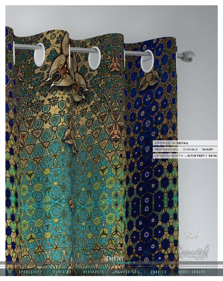 Ornate Gold Art Nouveau PREMIUM Curtain Panel. Available on 12 Fabrics. Made to Order. 100148