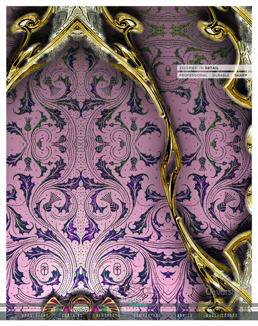 Pink Pattern PREMIUM Curtain Panel. 12 Fabric Options. Made to Order. Heavy And Sheer. 100158A