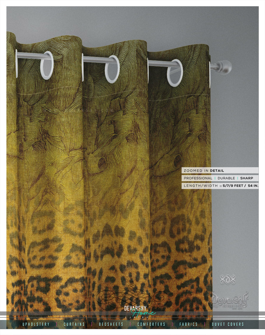 Leopard Print PREMIUM Curtain Panel. Available on 12 Fabrics. Heavy & Sheer. Made to Order. 100167
