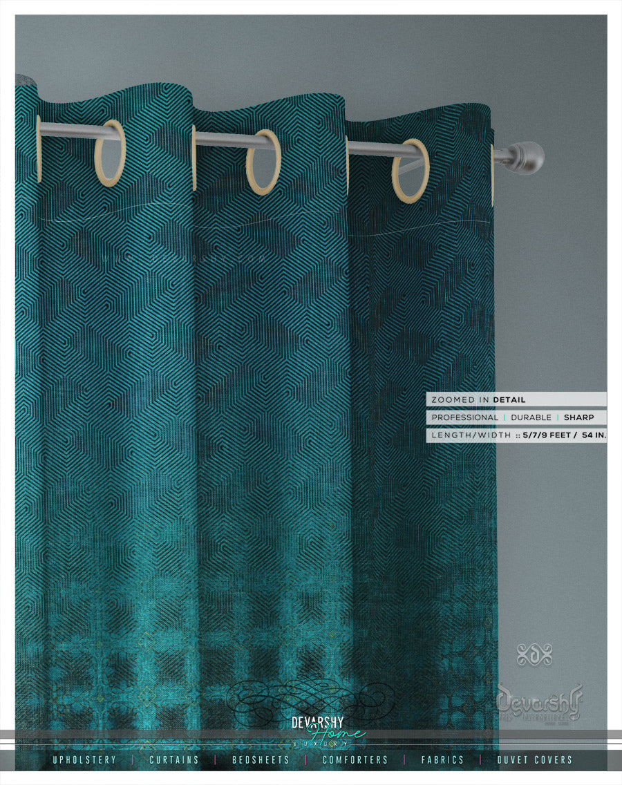 Abstract Pattern Turquoise PREMIUM Curtain Panel. Available on 12 Fabrics. Made to Order. 100168