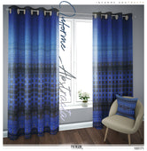 Abstract Blue PREMIUM Curtain Panel. Available on 12 Fabrics. Made to Order. 100171
