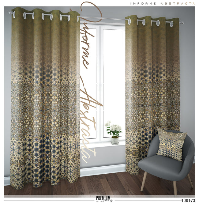 Abstract Brown Pattern PREMIUM Curtain Panel. Available on 12 Fabrics. Sheer & Heavy. 100173